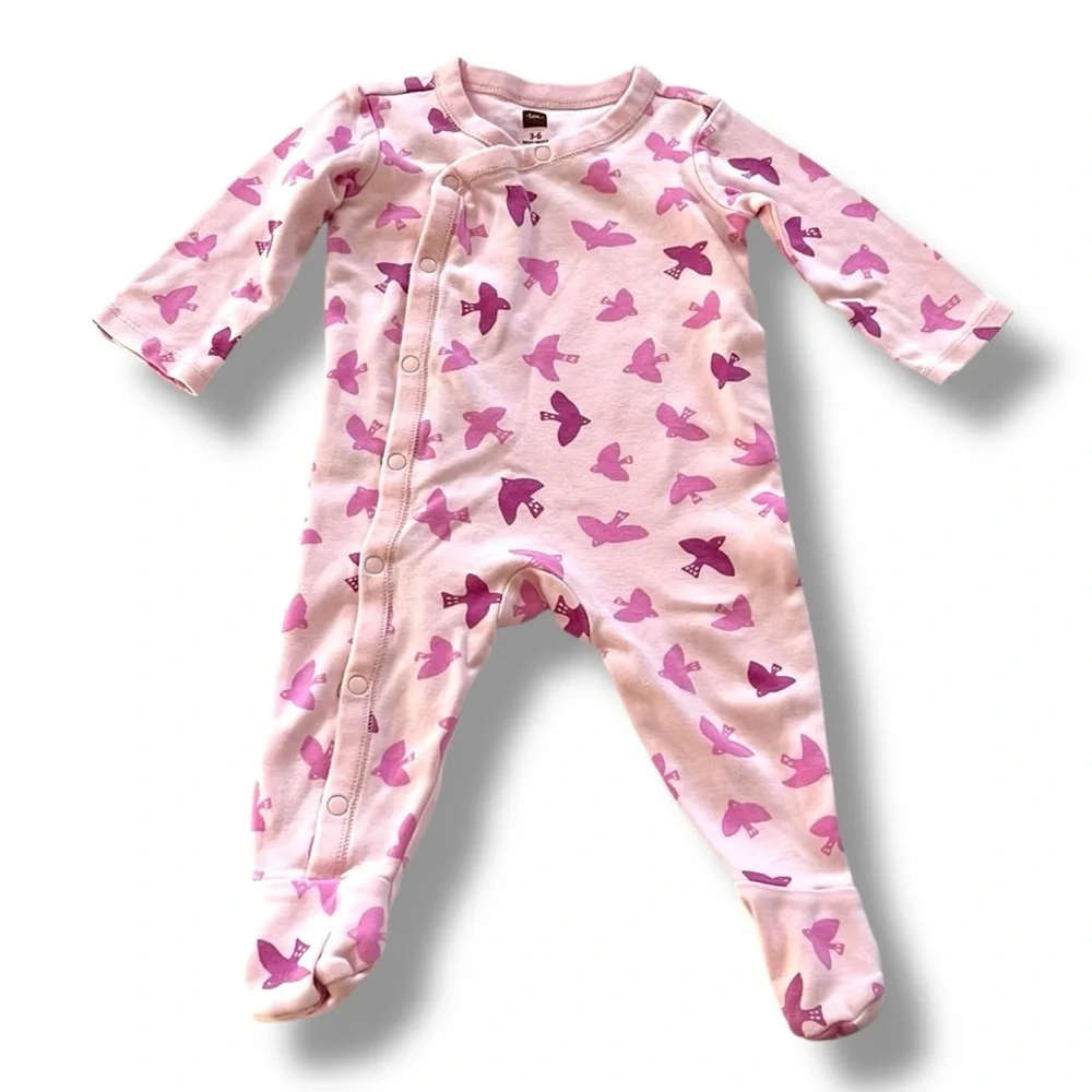 Tea Collection Baby Footie Birds Print 3-6M